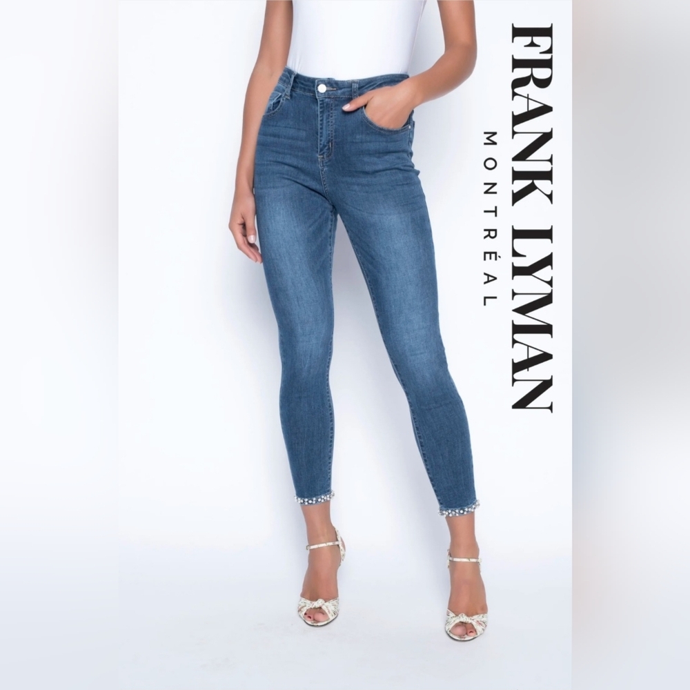 Frank Lyman Denim Crystal Bow Back Jeans Size-L